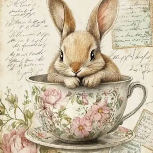 10 Vintage Easter Bunnies Junk Journal Papers