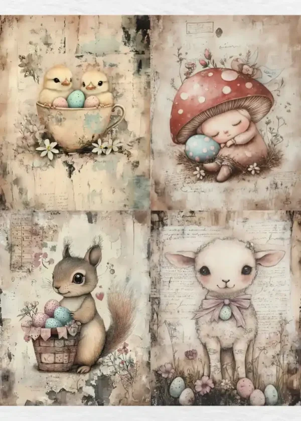 15 Vintage Easter Junk Journal Papers for Scrapbooking