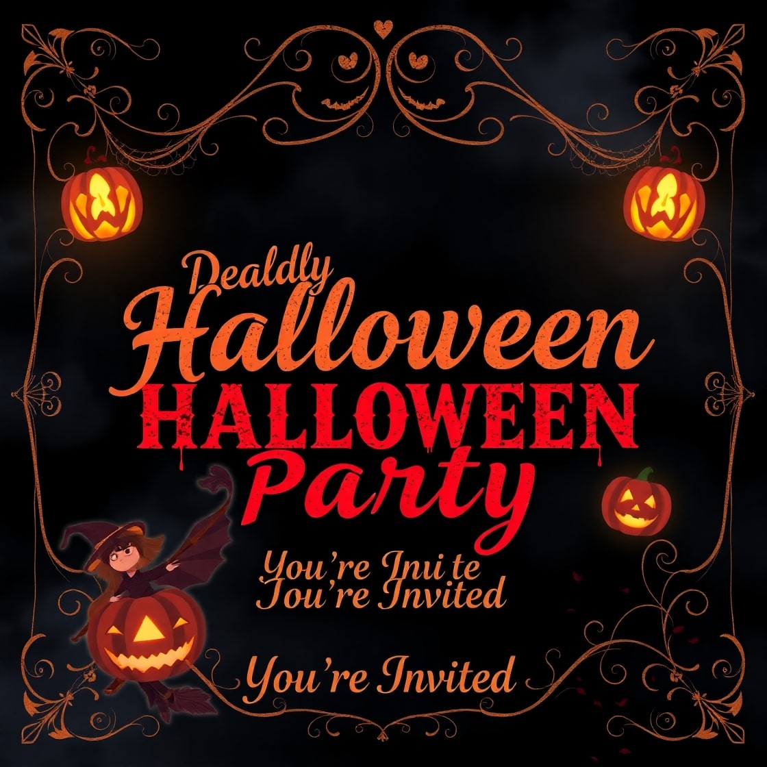 Deadly Halloween Party Flyer & Instagram Post Template