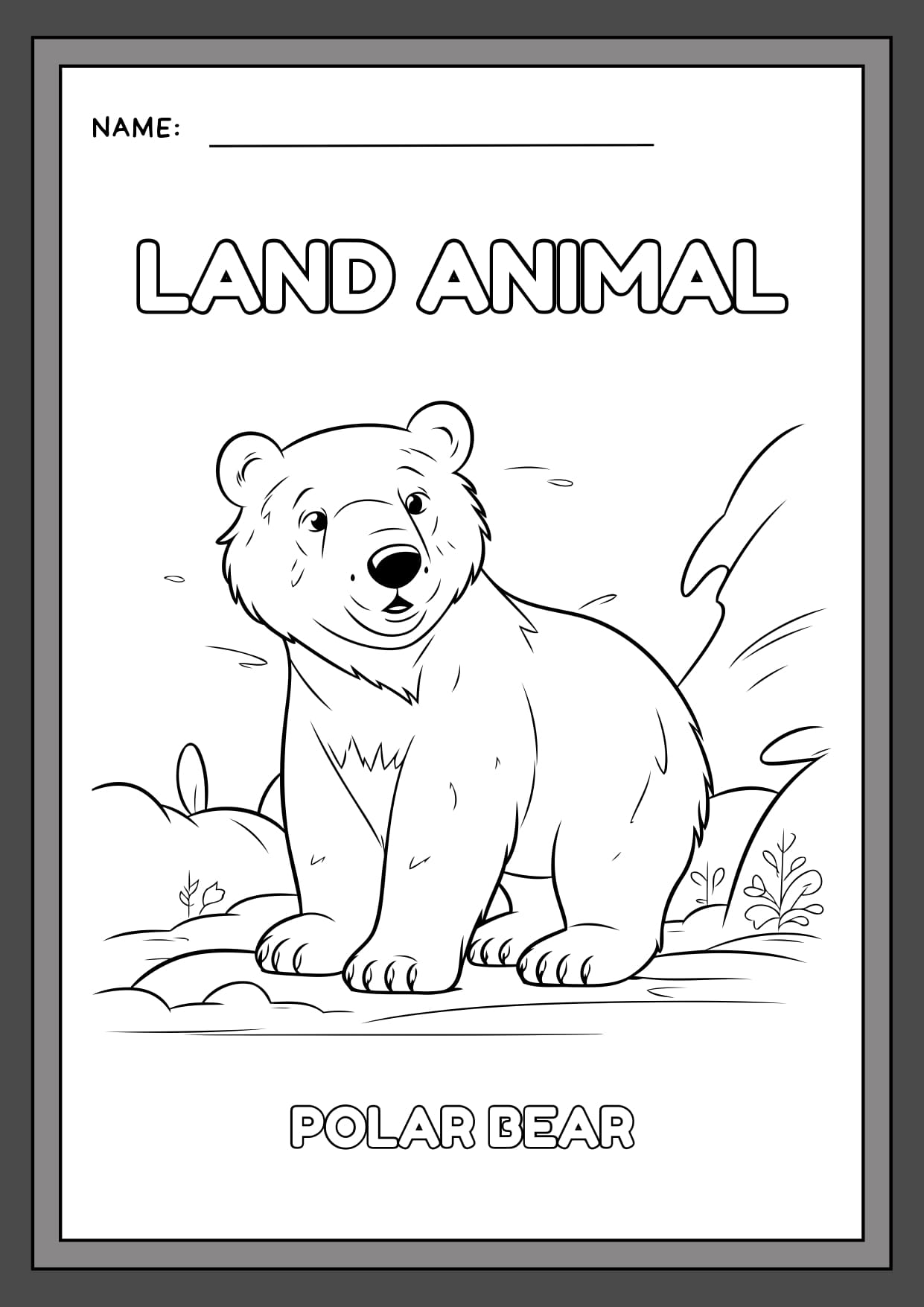 Land Animals Coloring Pages & Activity Worksheet - Image 2