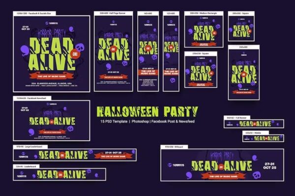 Halloween Party Banners Ad – PSD Template Pack