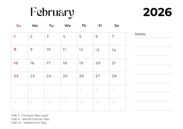 2026 Printable Wall Calendar - Image 2