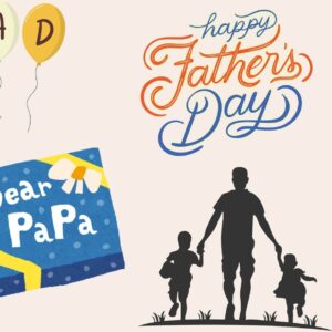 2 Yellow Illustrative Happy Father’s Day Postcard SVG