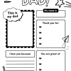 All about my Dad worksheet printable