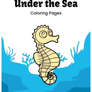 Under the Sea Coloring Pages – Blue Simple Lined Style