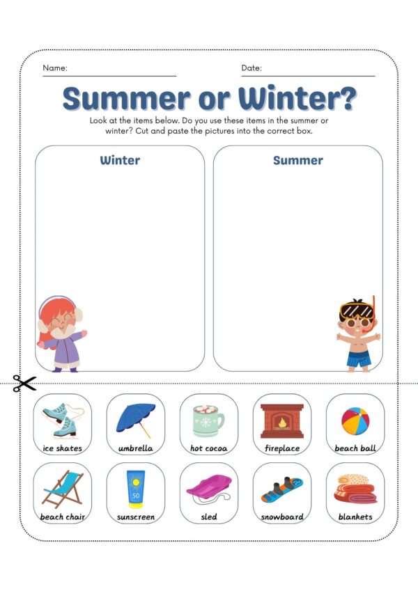 Winter or Summer Worksheets for Kids - Image 2