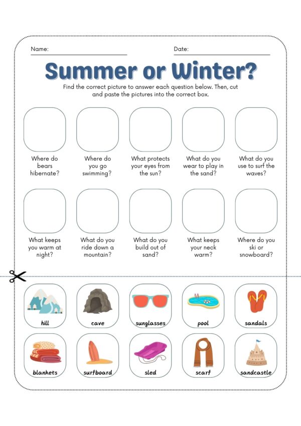Winter or Summer Worksheets for Kids - Image 3