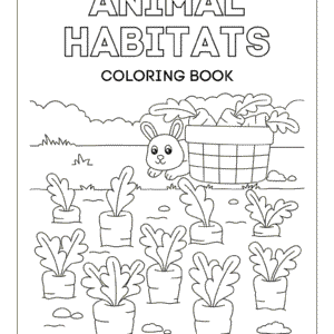 Animal Habitats Coloring Booklet in Grayscale Illustrative Style