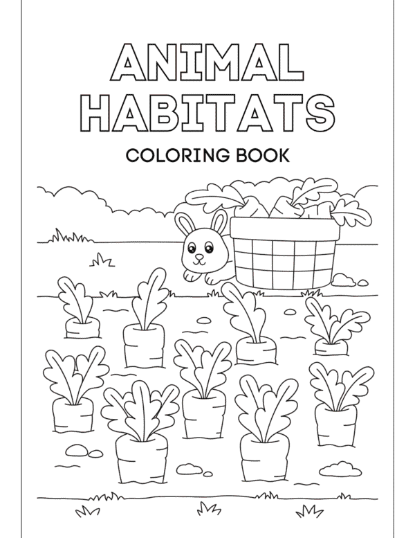 Animal Habitats Coloring Booklet in Grayscale Illustrative Style