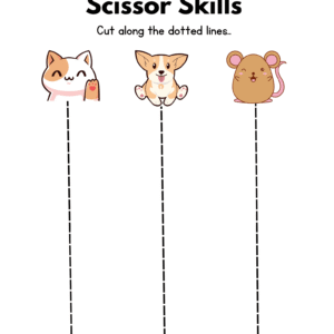 Colorful Lined Scissor Skills Worksheet