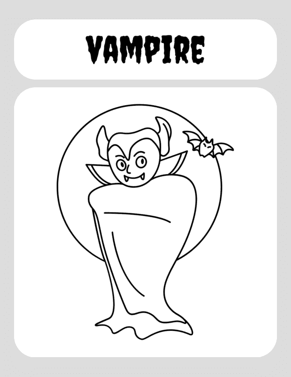 Halloween Coloring Book in Monochrome Cartoon Style