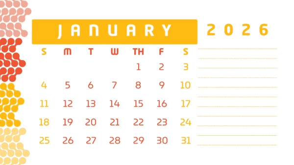 Yellow and Orange Modern Minimalist 2026 Calendar - Image 2