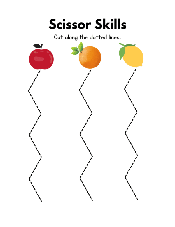 Colorful Lined Scissor Skills Worksheet - Image 2