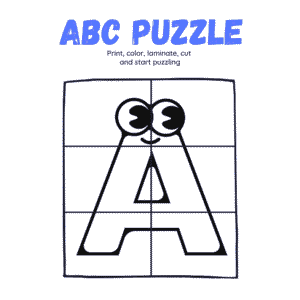 Alphabet Coloring Puzzle Set Worksheet