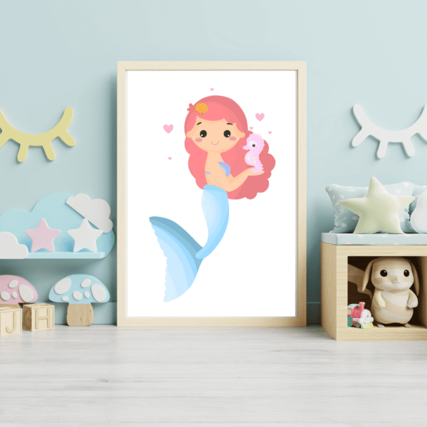 Cute Mermaid Nursery Wall Art