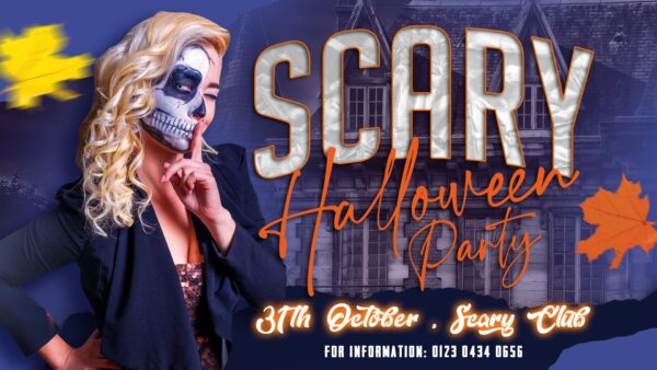 Spooky Dark Halloween Party Flyer and Facebook Template