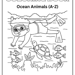 Ocean Animals Alphabet Coloring Book – A-Z Printable for Kids in Black & White