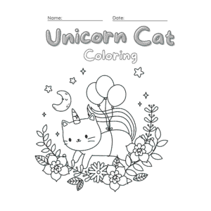 Unicorn Cat Coloring Worksheet Set – 8.5" x 8.5" – 27 Magical Pages for Kids and Adults