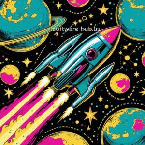 Neon Space Illustration of Planets & Stars