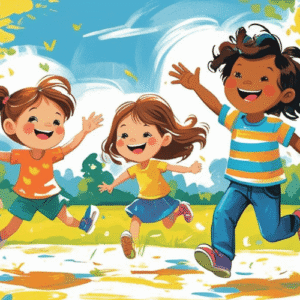 Happy Kids Playing Outdoor Wall Art