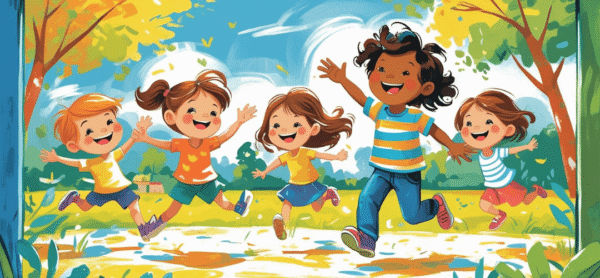 Happy Kids Playing Outdoor Wall Art