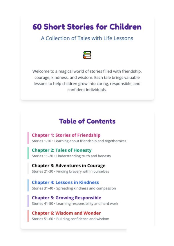 60 Short Stories for Children: A Collection of Tales with Life Lessons - Image 2