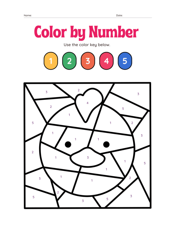 Color by Number Animals Worksheets for Kids - Image 2
