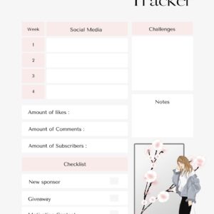 Feminine Social Media Project Tracker Planner