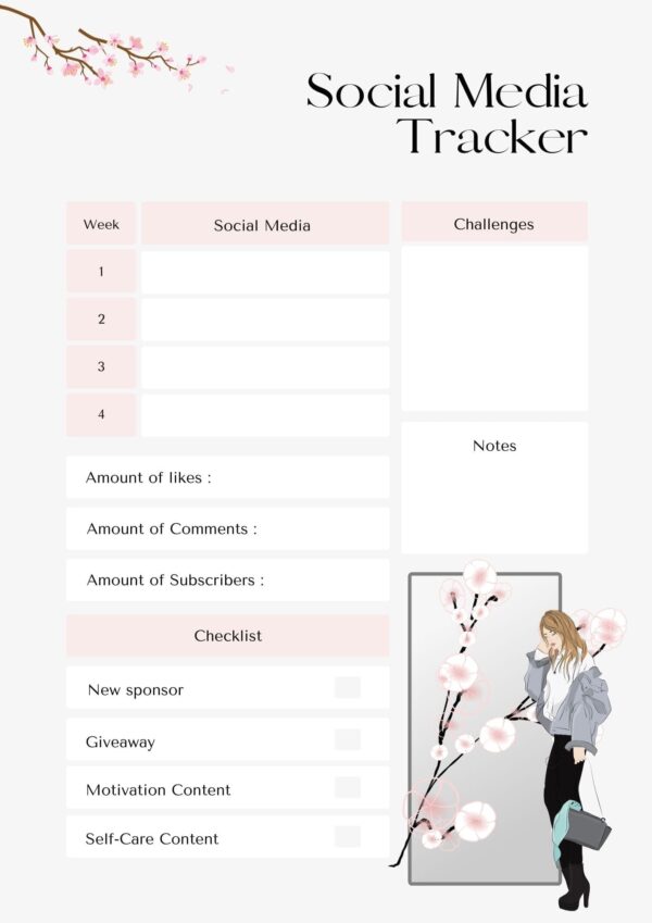 Feminine Social Media Project Tracker Planner