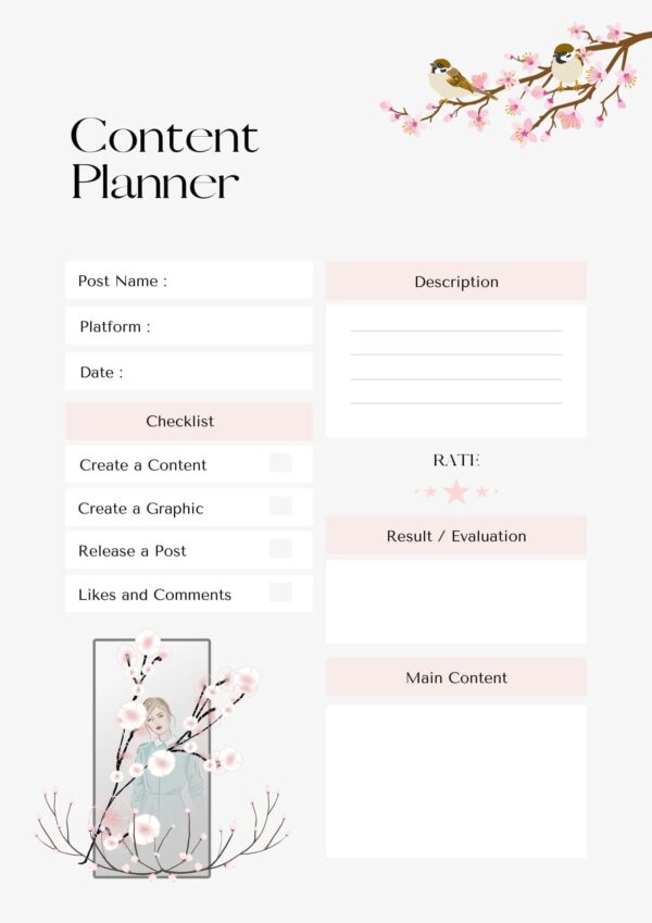 Feminine Social Media Project Tracker Planner - Image 2
