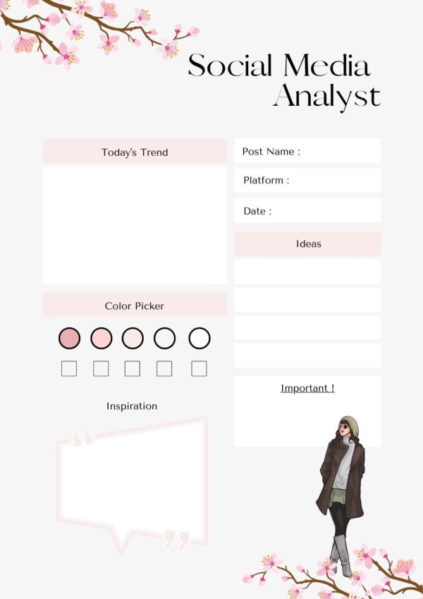 Feminine Social Media Project Tracker Planner - Image 3