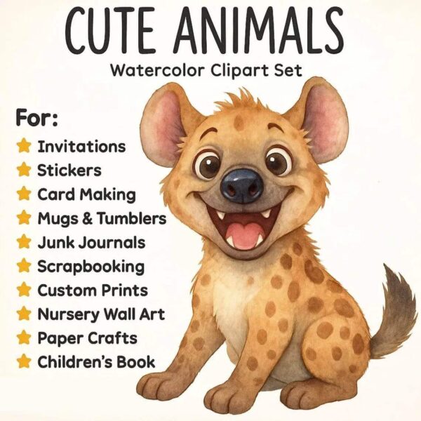 104 Watercolor Cute Animals Clipart Bundle - Image 4