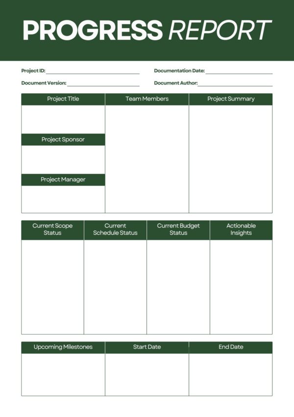 Project Progress Report Template